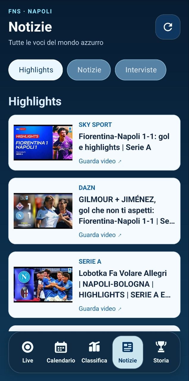 Napoli news and highlights in the FNS app